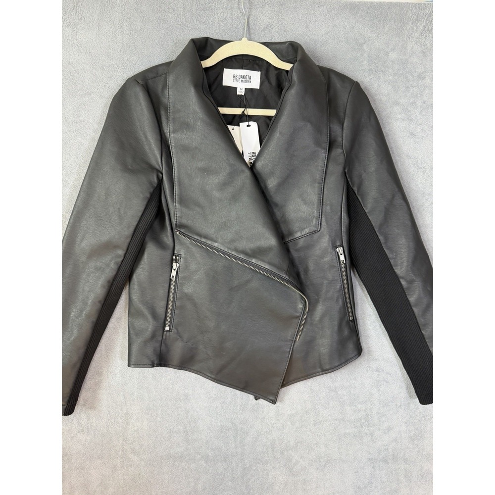 Women's NWT BB Dakota Steve Madden Faux Leather Jacket Medium Biker Moto